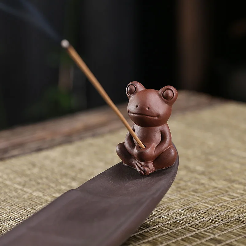 Cross-Border Purple Clay Holder Stand Creative European and American Frog Agarwood Sandalwood Incense Burner Bas