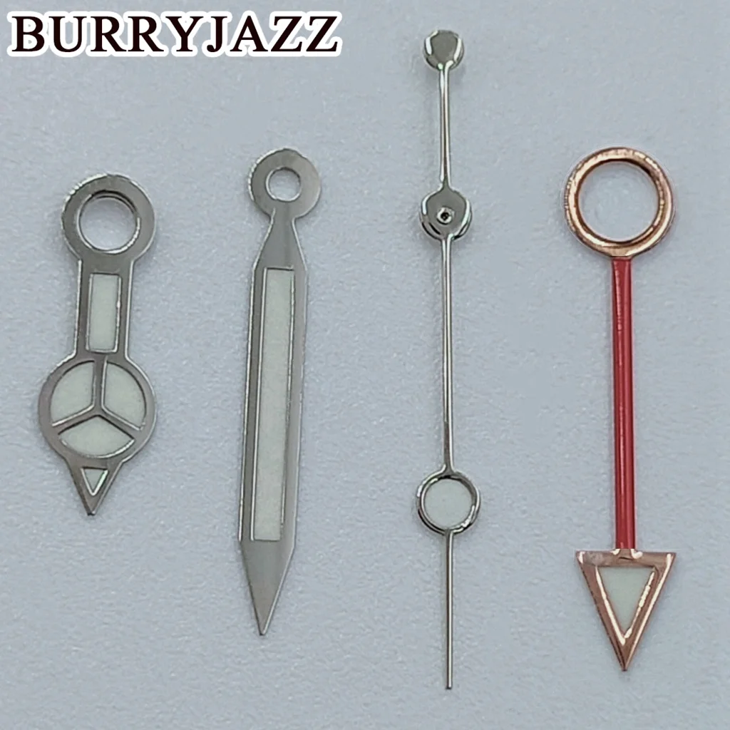 BURRYJAZZ NH34 GMT Uhrzeiger Silber Blau Rot Lila Grün Schwarz Roségold Zeiger Grün Leuchtend – Detail 14