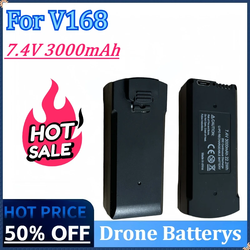 

Newly Upgraded 7.4V 3000mAh Drone Battery for V168 Spare Battery Drone Parts Accessories High Quality Rechargeable Battery