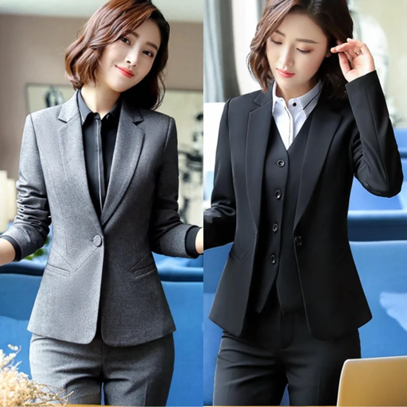 8928Autumn and WinterOLProfessional Vest Set Fashion Slim Business Formal Workwear Plus Size Blazer