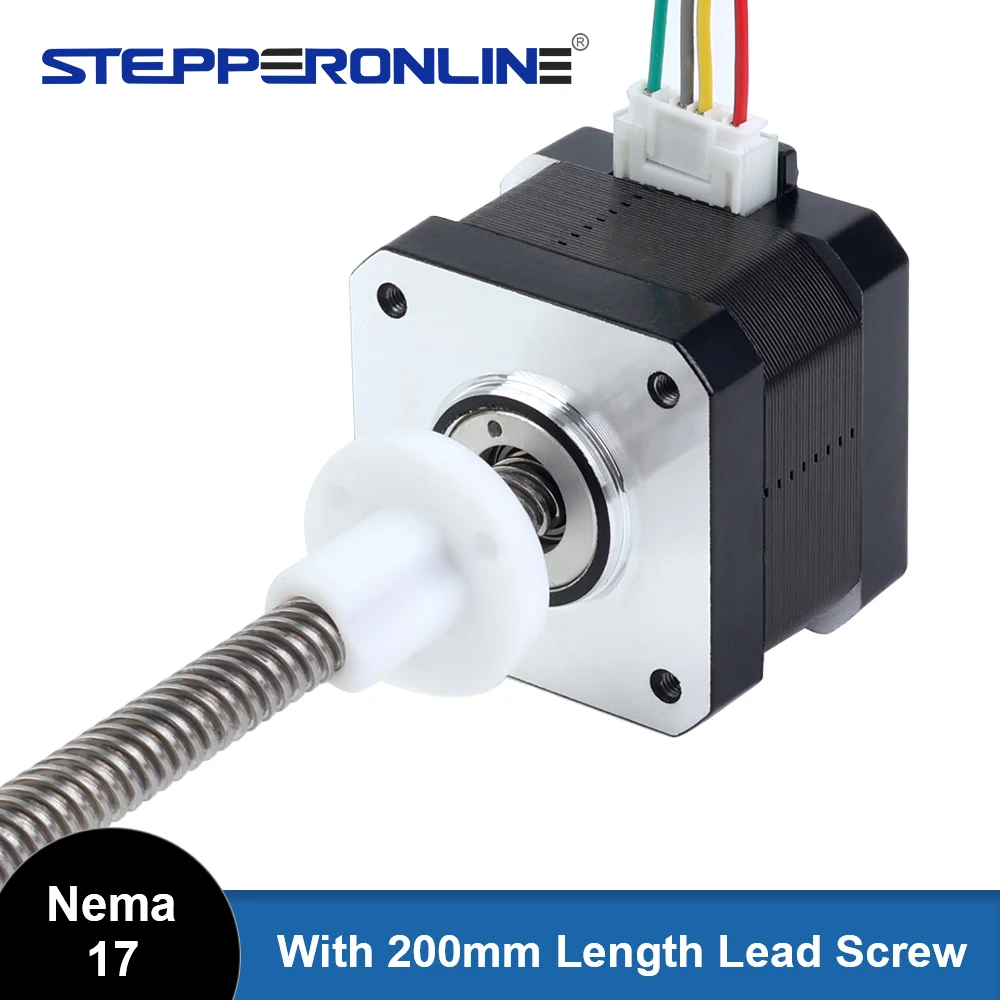 STEPPERONLINE Nema 17 Stepper Motor External Linear Motor 34mm Stack 0.4A Lead Screw Length 200mm