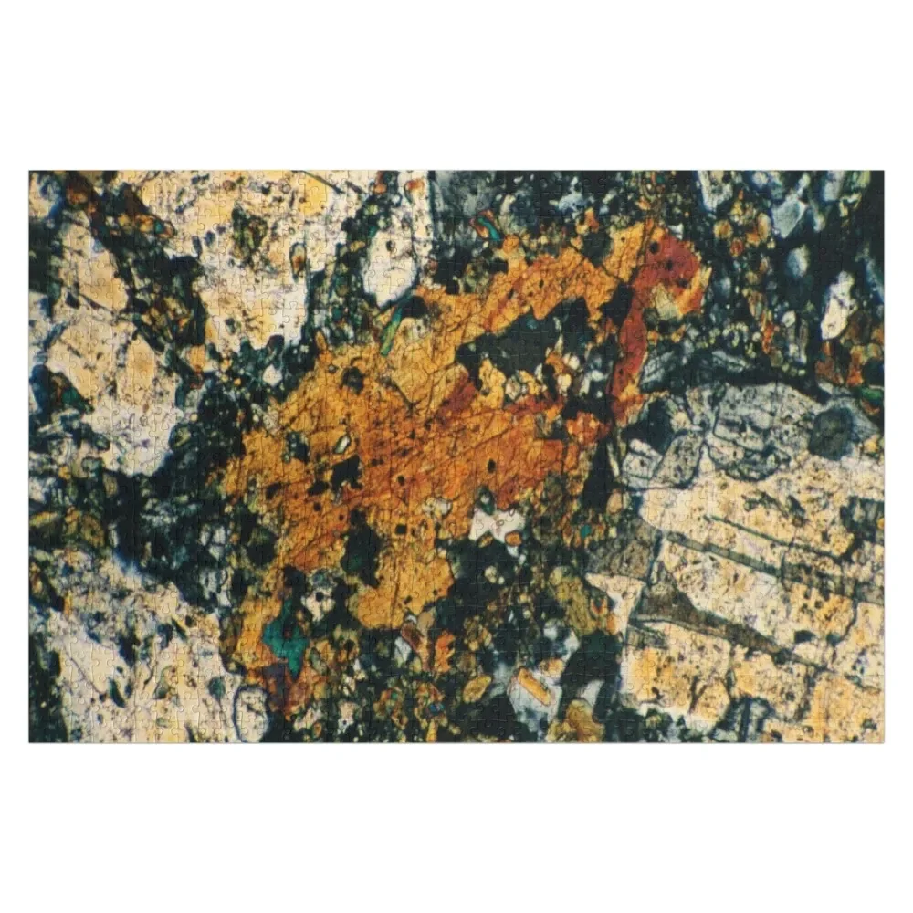 Feldspar Thin Section Mineral Photograph for the Rock Art Lover Jigsaw Puzzle With Personalized Photo Custom Wood Puzzle