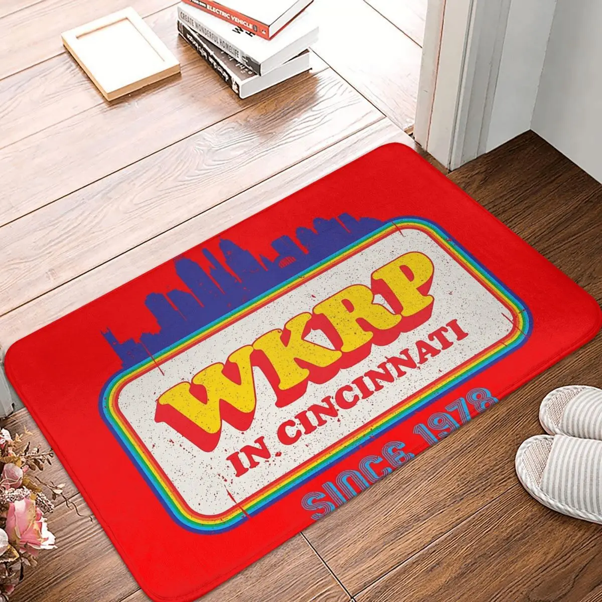 Wkrp In Cincinnati Skyline Logo Anti-slip Doormat Floor Mat Dust-proo Carpet Rug for Kitchen Entrance Home Balcony Footpad Mats