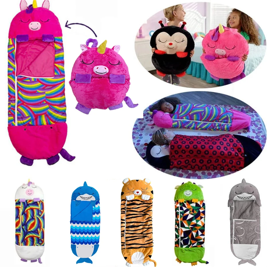 

Children's Cartoon Sleeping Bag with Pillow Comfy Plush Warm Sleepy Sack for Birthday Gift Kids Doll Boys Girls Soft Sleep Sacks