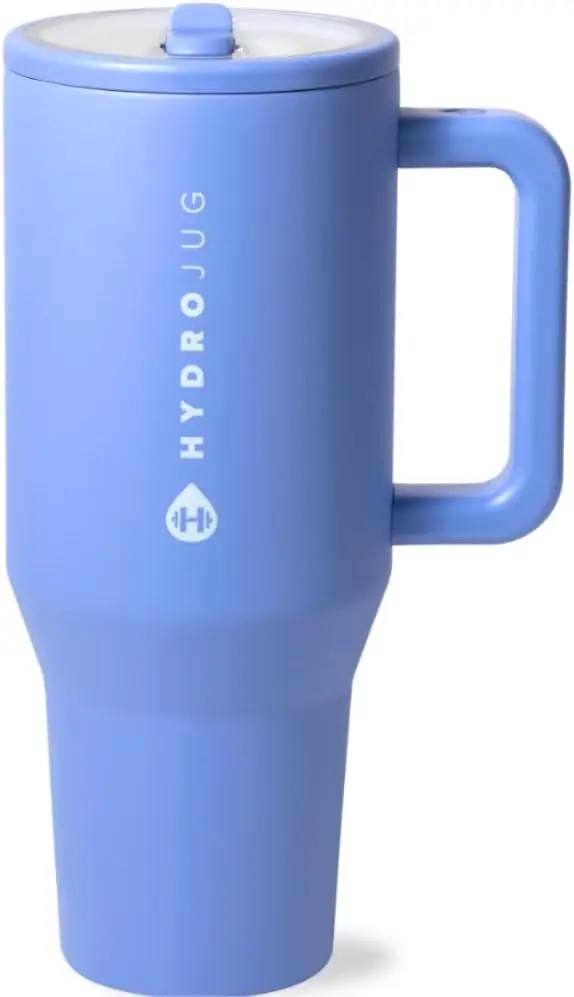 

40 oz Insulated Water Bottle with Handle & Flip Straw, Leak-Proof Tumbler Fits Cup Holder, Light Blue for Men & Women