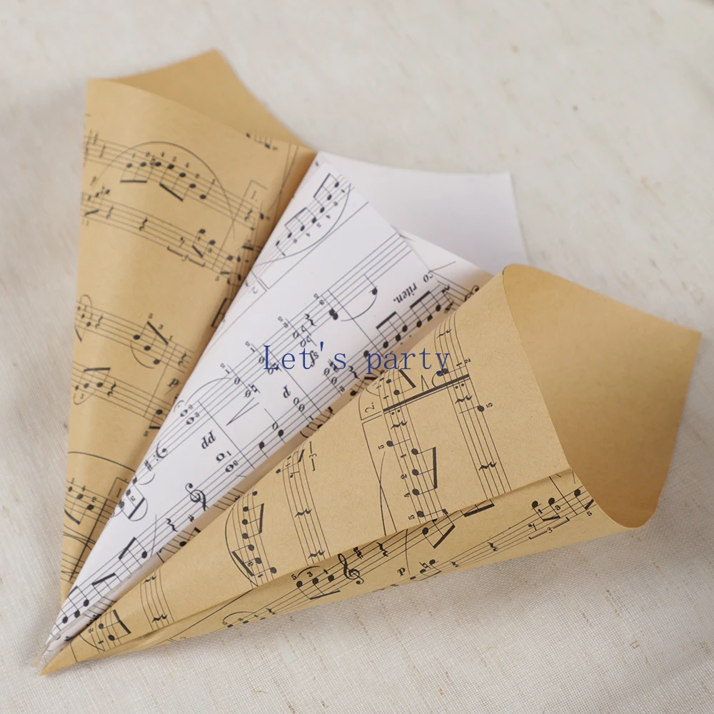 קונוסים לממתקים עם הדפס תווי נגינה