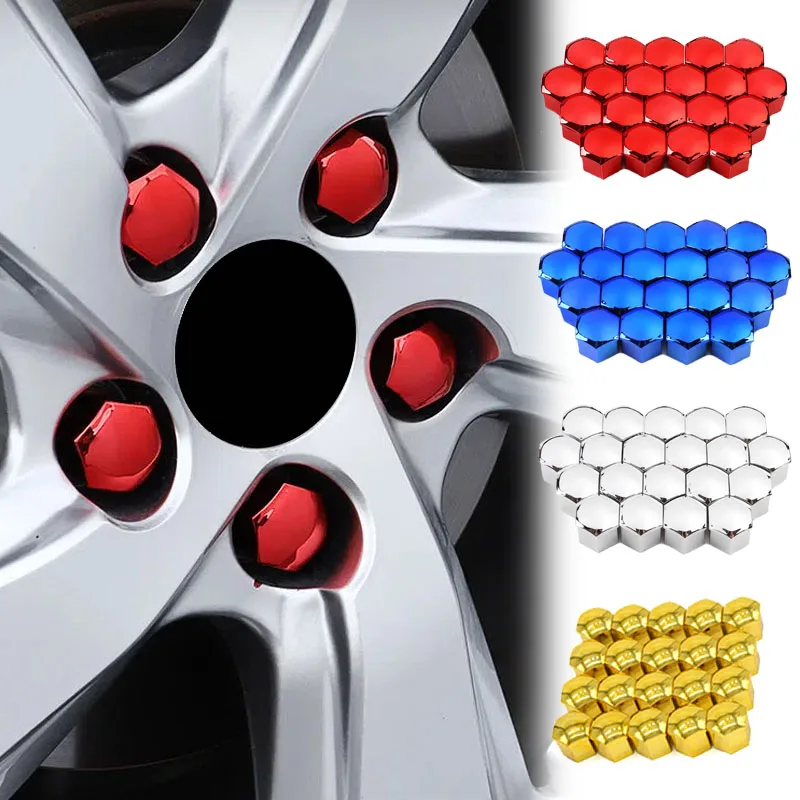 

20Pcs Car Tire Nut Caps Protection Covers Electroplated Colorful Auto Wheel Tyre Hub Anti-Rust Dustproof Screw Cover 17/19/21mm