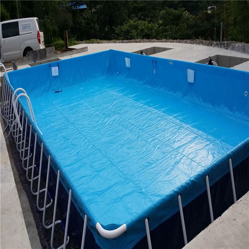 Outdoor Large Pool Inflatables Water Pool Square Rectangular Metal Steel Frame Swimming Pool for Kids Water Games Obstacle Slide