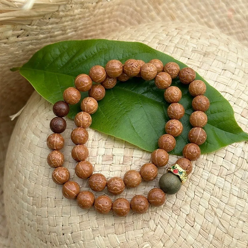 Chinese Style Toothless Rudraksha Double Wrap Prayer Beads Bracelet Meditation Worry Beads Gifts
