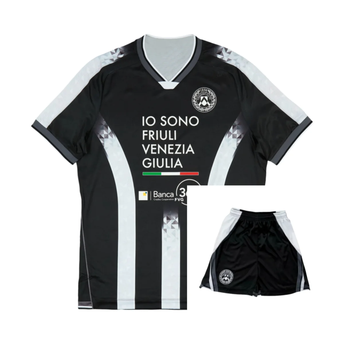 Conjunto de Camisa e Calções de Futebol Listrados em Preto e Branco Udinese para Adultos e Crianças, Conjunto de Lazer de Verão Respirável e de Secagem Rápida