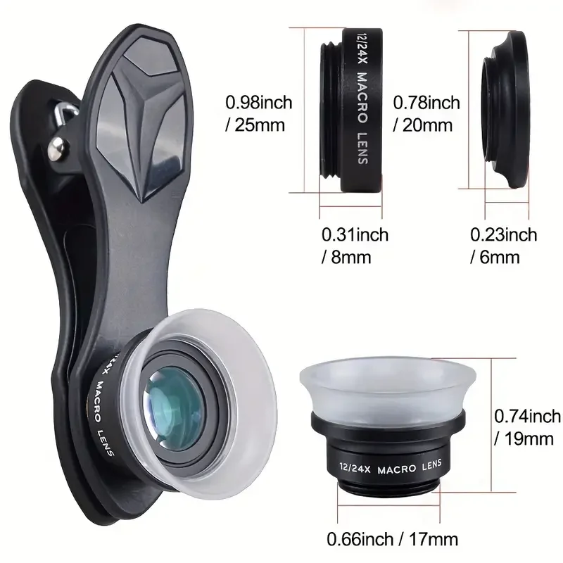 

Супермакрообъектив APEXEL 12X&24X для смартфона, универсальный накладной объектив для камеры телефона, макрообъектив для iPhone, Android, Samsung