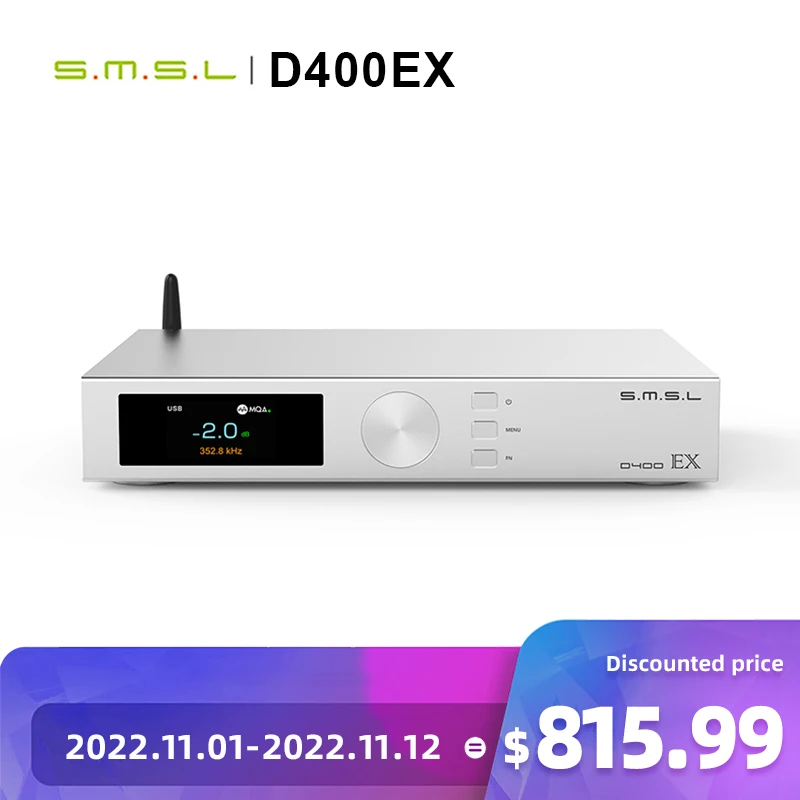 SMSL D400EX Audio DAC MQA AK4191 AK4499EX XMOS XU316 opa1612a LME49720 DSD512 32Bit 768KHZ Bluetooth decoder With remote control