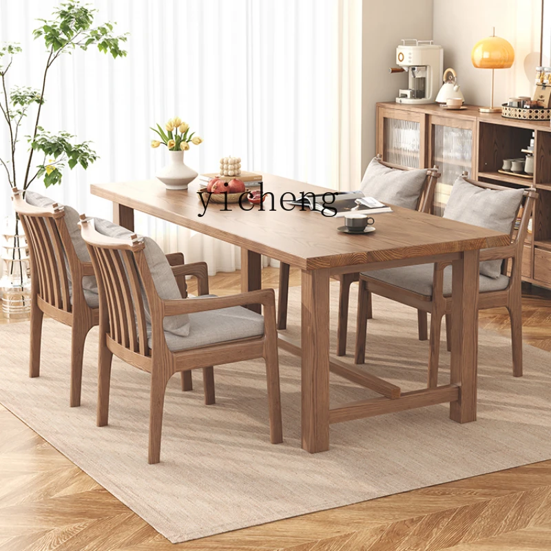 

Xl Solid Wood Dining Table White Wax Large Stupid Table Nordic Thickened Rectangular Large Board Table