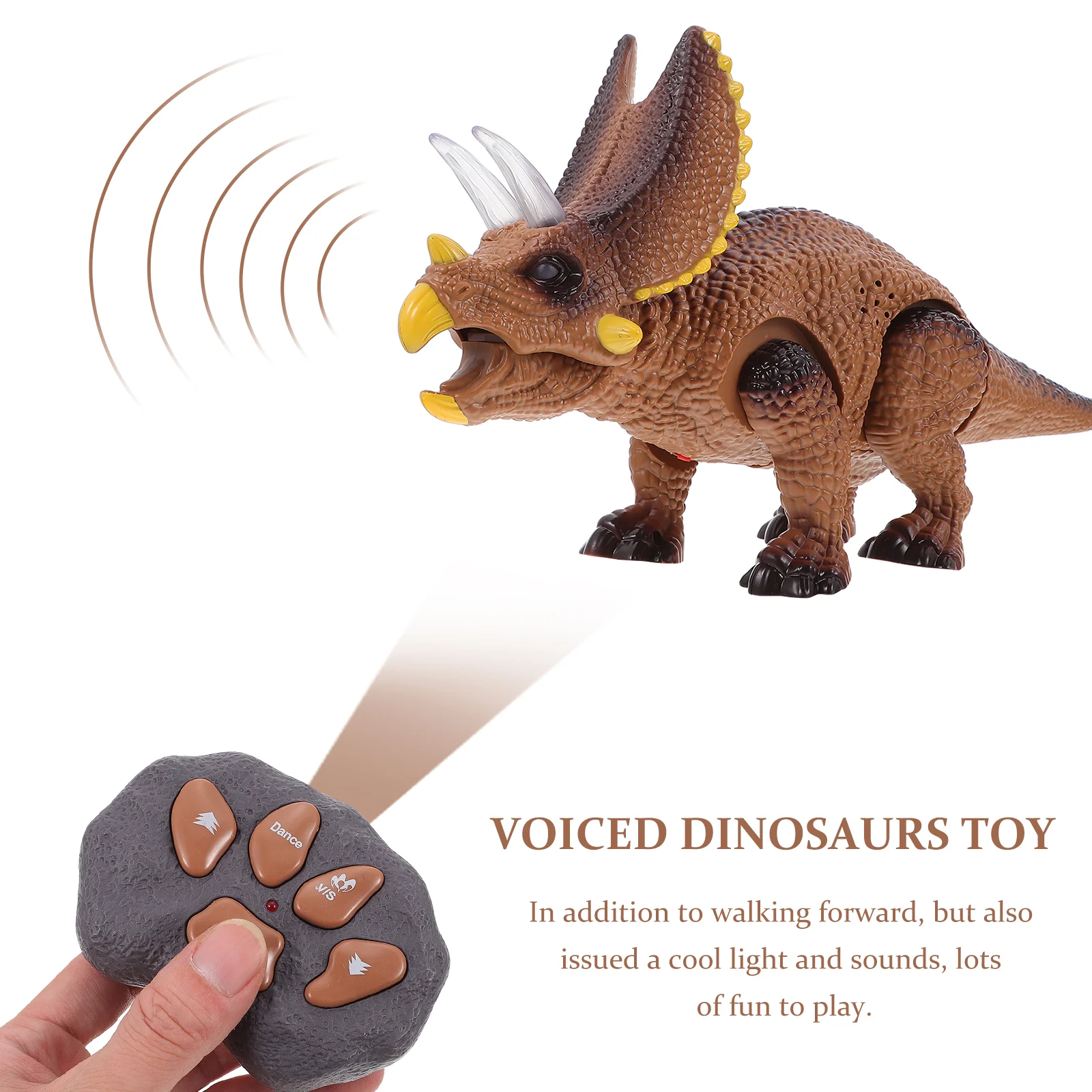 Remote Control Dinosaur Childrens Toys Voiced Dinosaurs Luminous Triceratops Electric Walking Plastic