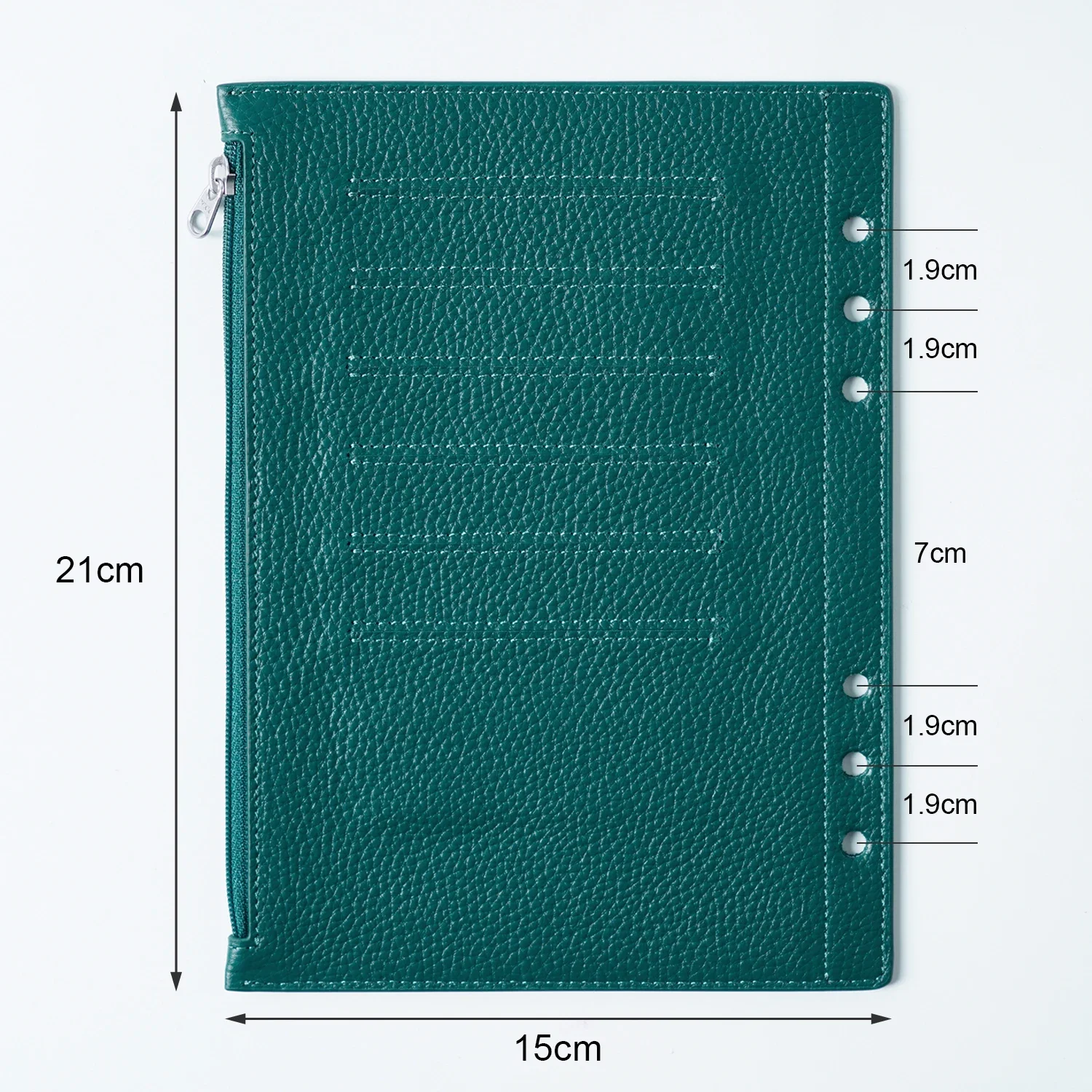 Moterm Zipper Flyleaf for A5 Size Ring Planner Genuine Pebbled Grain Leather Divider Coin Storage Bag Notebook Accessory