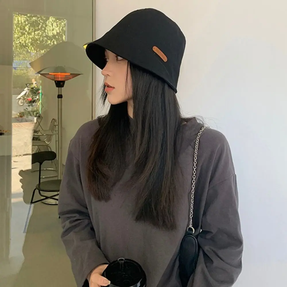 Spring Autumn Women Bucket Hat Solid Color Foldable Fisherman Hats For Girl Lady Outdoor Tour Panama Basin Cap