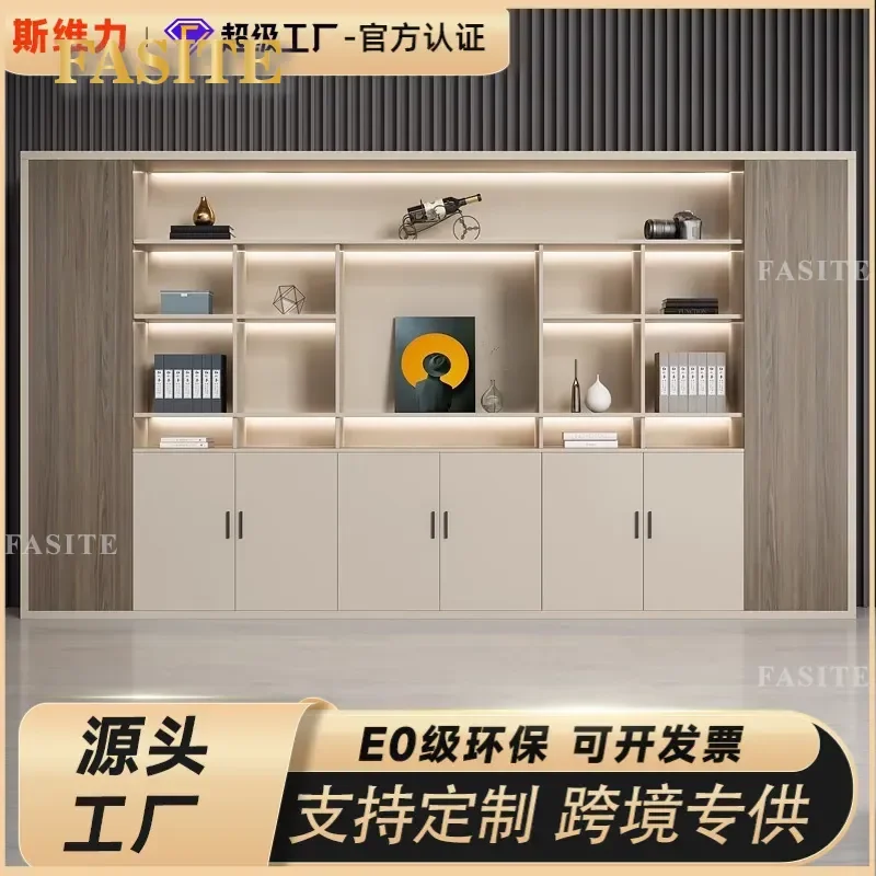For Office Wooden File Cabinet Simple Partition Storage Background Furniture Modern Desk Organizer Space Saving Decor