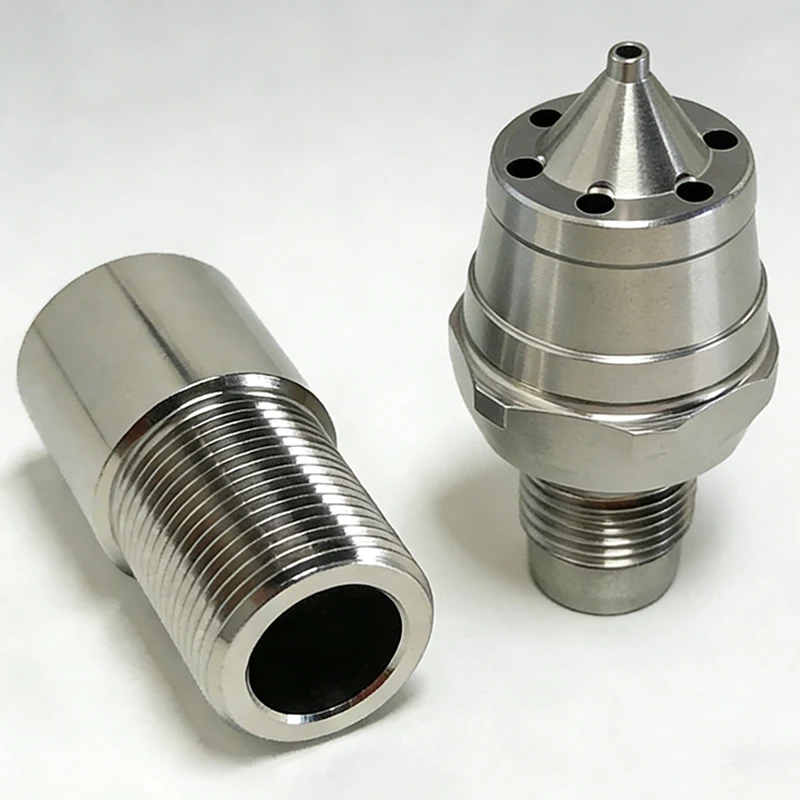 Custom 304 Stainless Steel CNC Turning Machined Chemical Spray Nozzle Multi-hole Taper Atomizing Nozzle OEM Per Drawing
