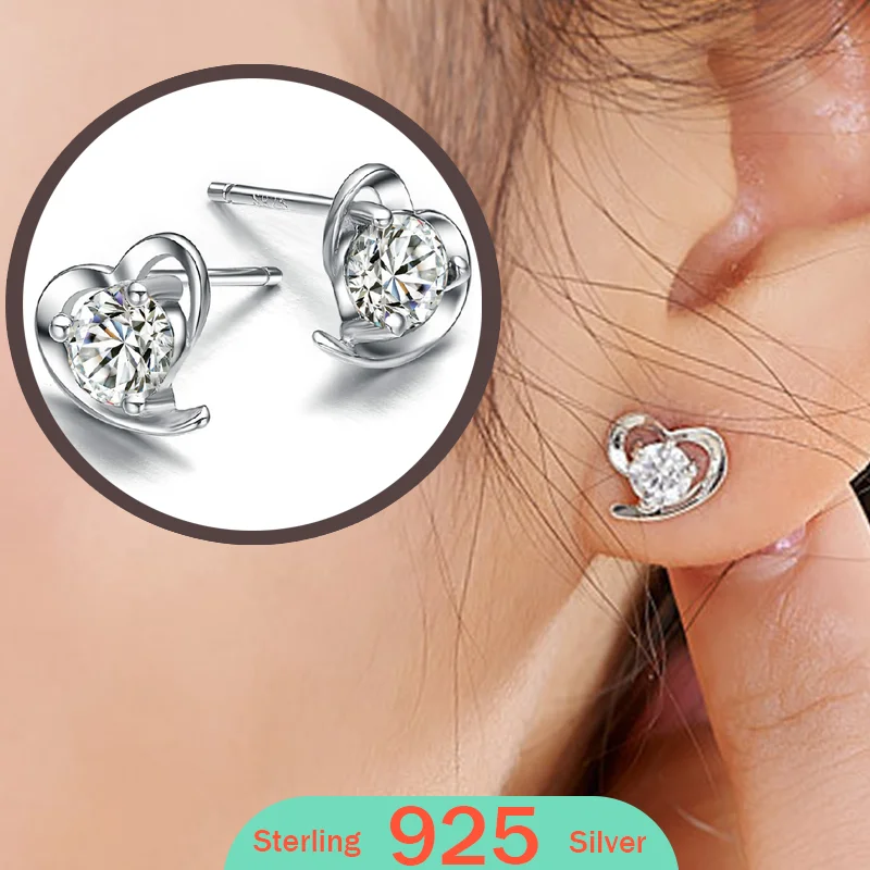 

Lovely Studs for lady brincos New Arrivals 925 Sterling silver Crystal Zircon Filled Heart Shaped Stud Earrings for Women 2025