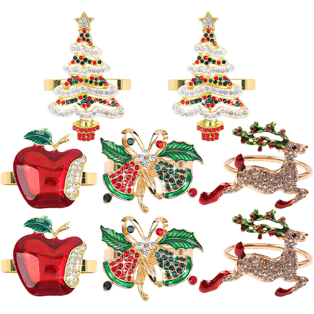 

8 Pcs Decorative Napkin Rings Christmas Ornaments Dining Table Adorable Buckles Outdoor Decorations Dinner