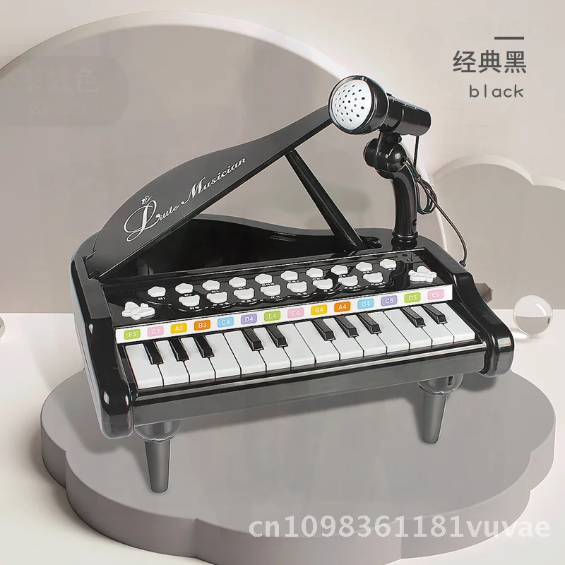 BAOLI Kleines Klavierspielzeug für Kinder mit Mikrofon, Rosa/Blau/Schwarz/Weiß, Früherziehung, Musikinstrument für Babys, Mädchen, Geschenk