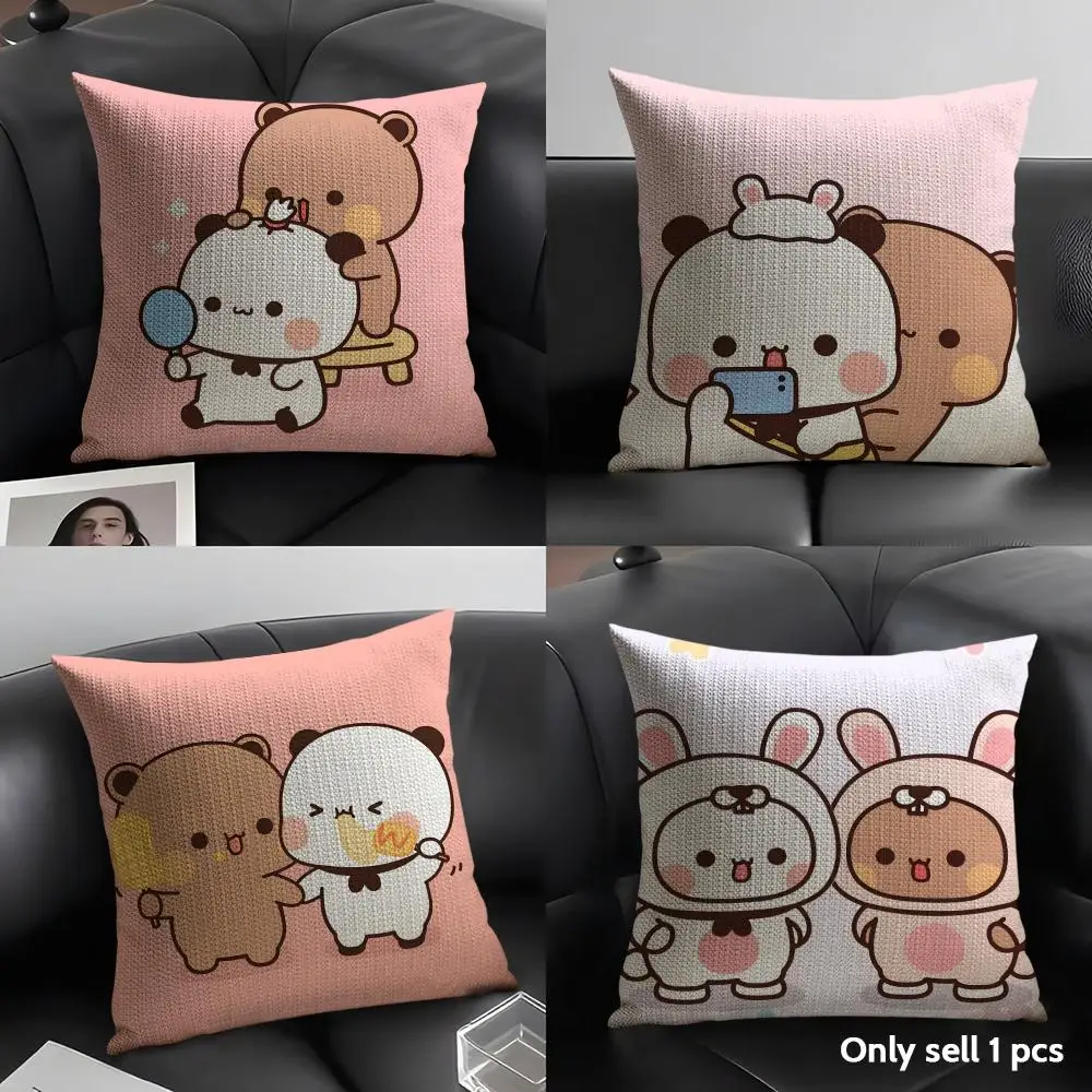 

Panda B-Bubu D-Dudu Cushion Cover Breathable Linen Organic Fabric Double-Sided Printing Sofa Pillow Case Home Decor
