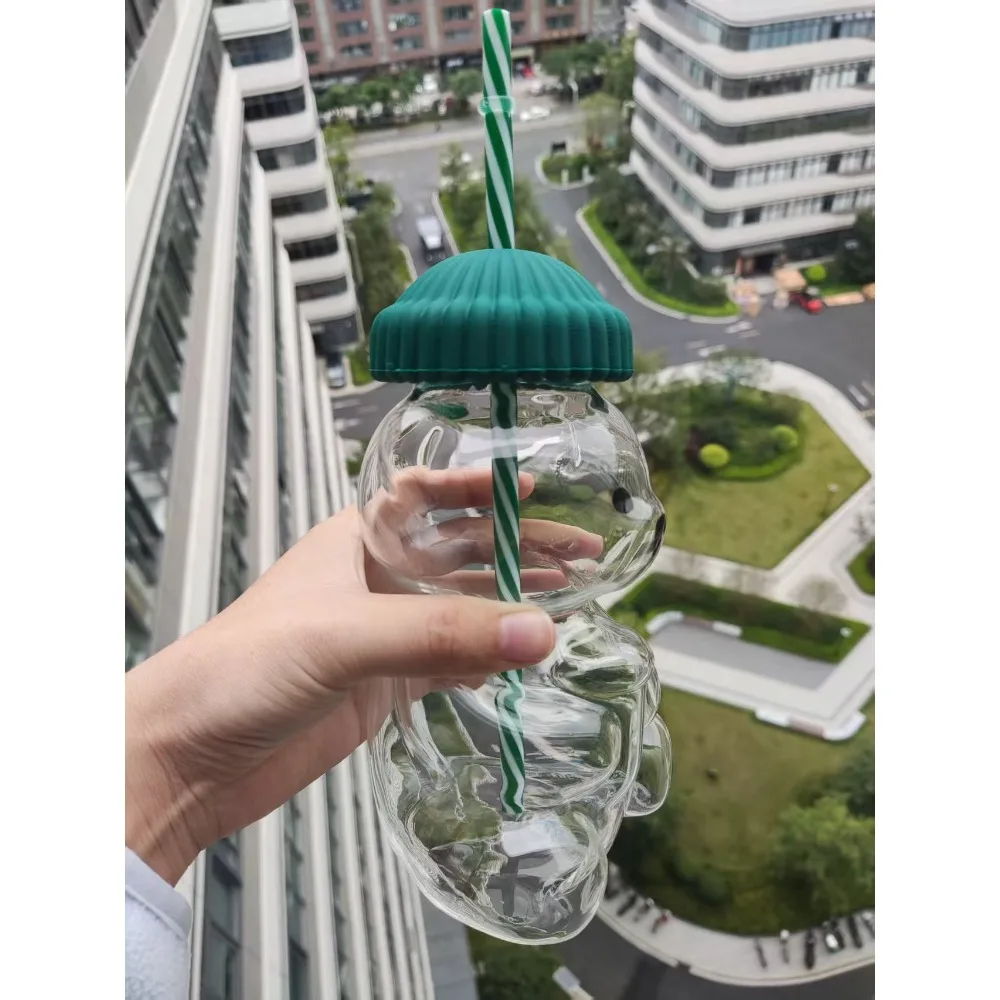 2025 nouvelle Taza de Oso Lindo, ustensiles durables et pratiques pour café, bière, vin et boissons à Cocktail, tasse en verre de paille d'ours mignon
