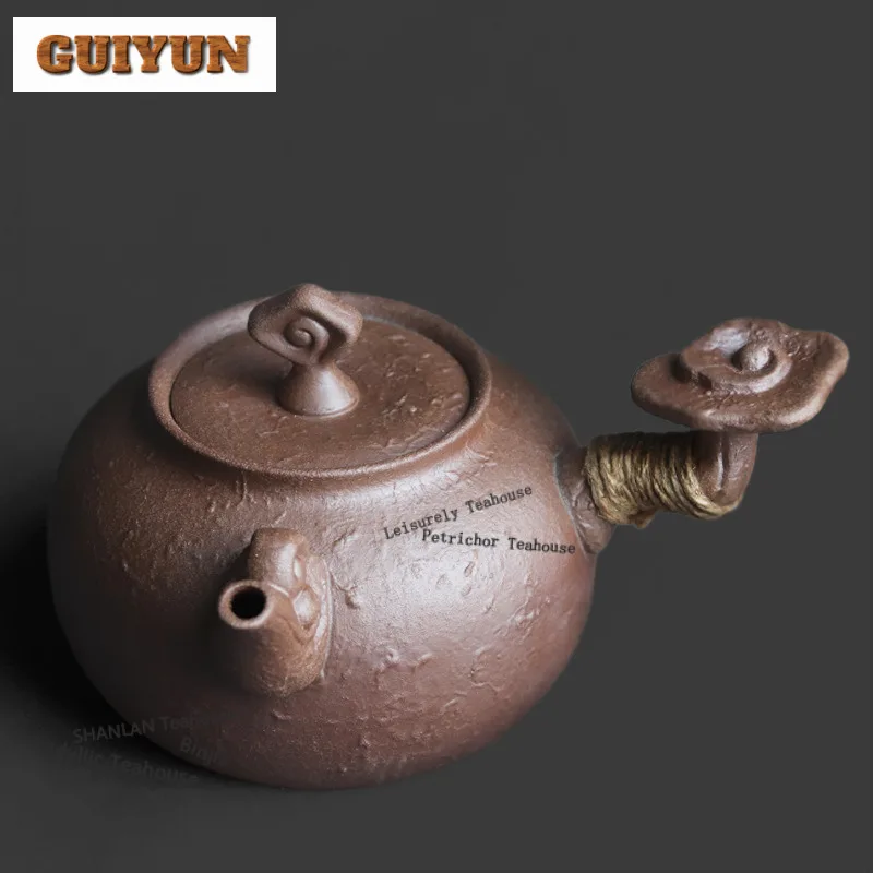 

Чайник из грубой керамики 750 мл с боковой ручкой, элегантный заварочный чайник-инфузор, чайник для заваривания чая с отверстием для декоративных элементов