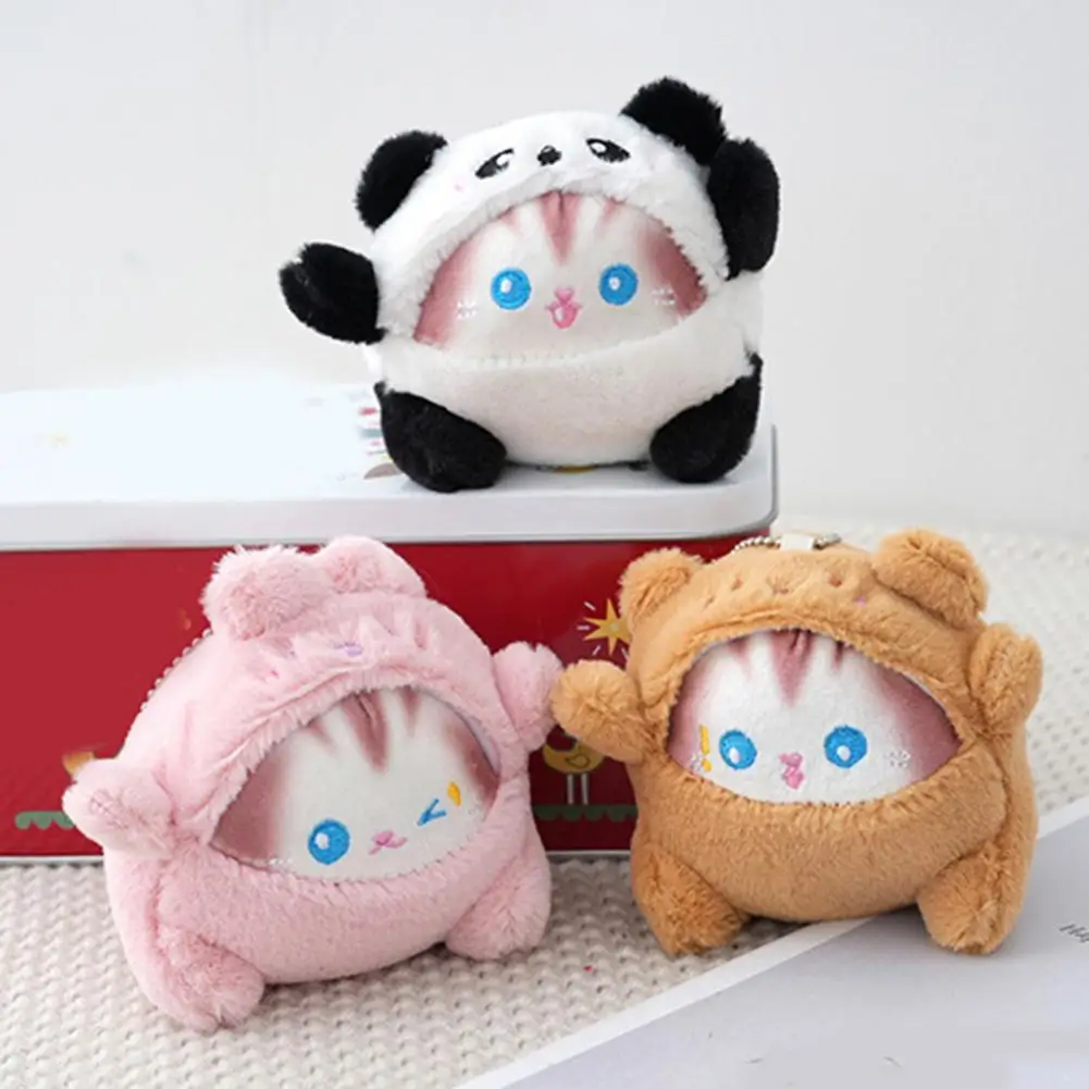 Cute Plush Cat Toy Evenly Filled Plush Doll Cute Plush Toy Keychain Pendant Backpack Ornament Panda Rabbit Bear Stuffed for Kids