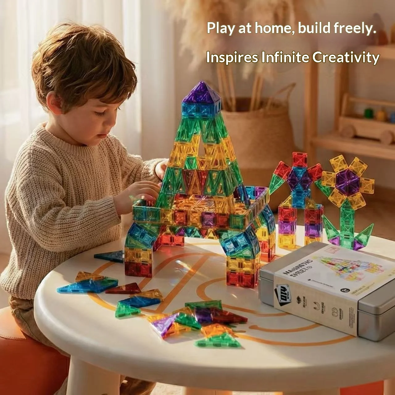 

Children's pocket mini magnetic piece portable travel color window magnetic block assembly 3-6 year old boy puzzle toy