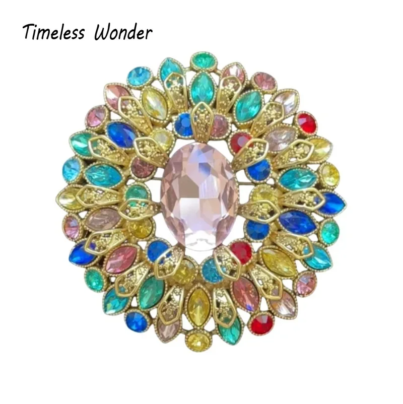 

Timeless Wonder Fancy Zircon Geo Statement Brooch Pins for Women Designer Jewelry Runway Rare Luxury Brand Gift Top Retro 3443