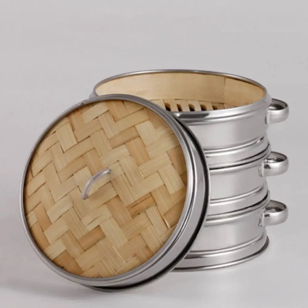 

New Bamboo Bamboo Steamer Weaving Stainless Steel Snack Basket Natural Xiaolongbao Chinese Food Tools