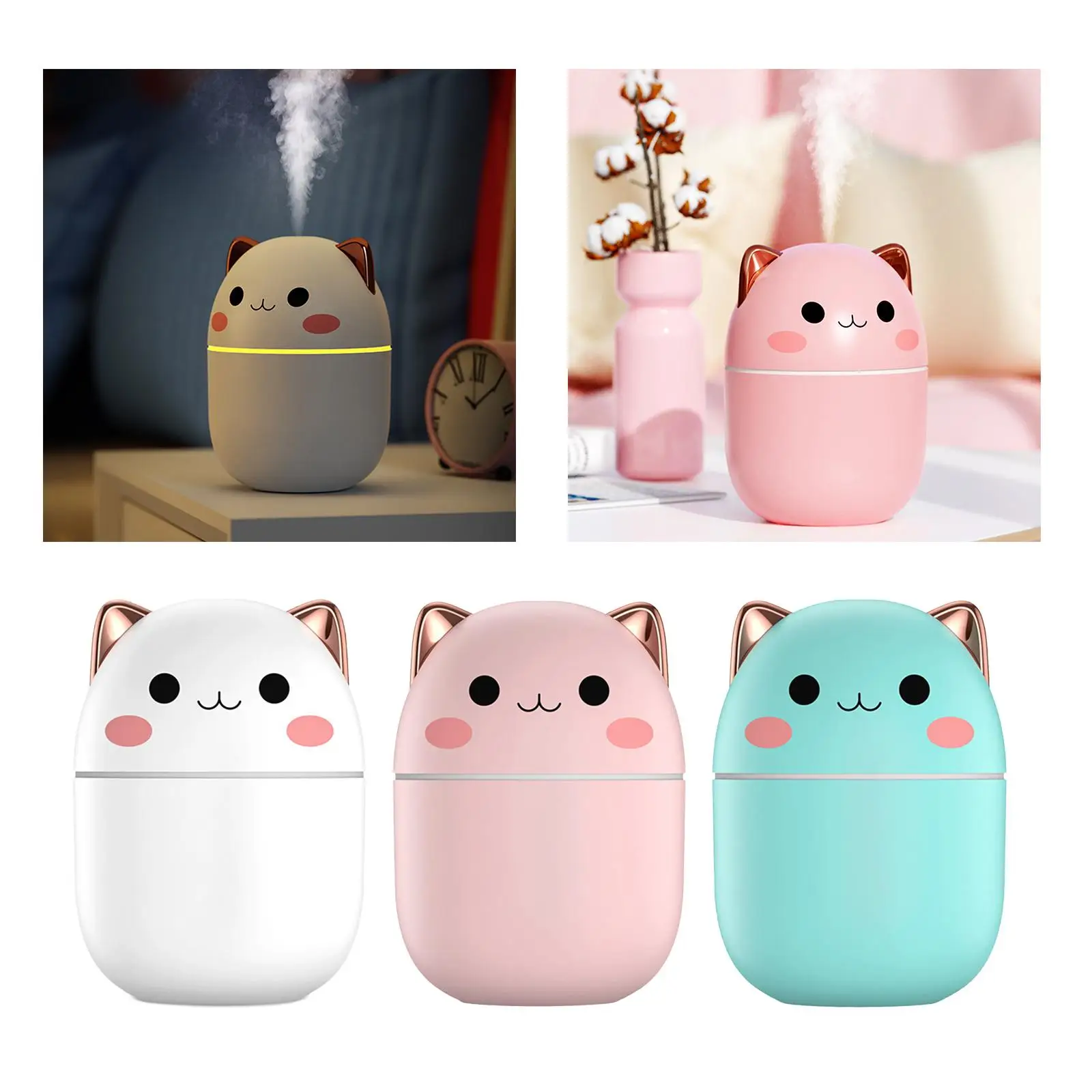 Cartoon Small Air Humidifier Purifier 250ml Water Tank Diffuser