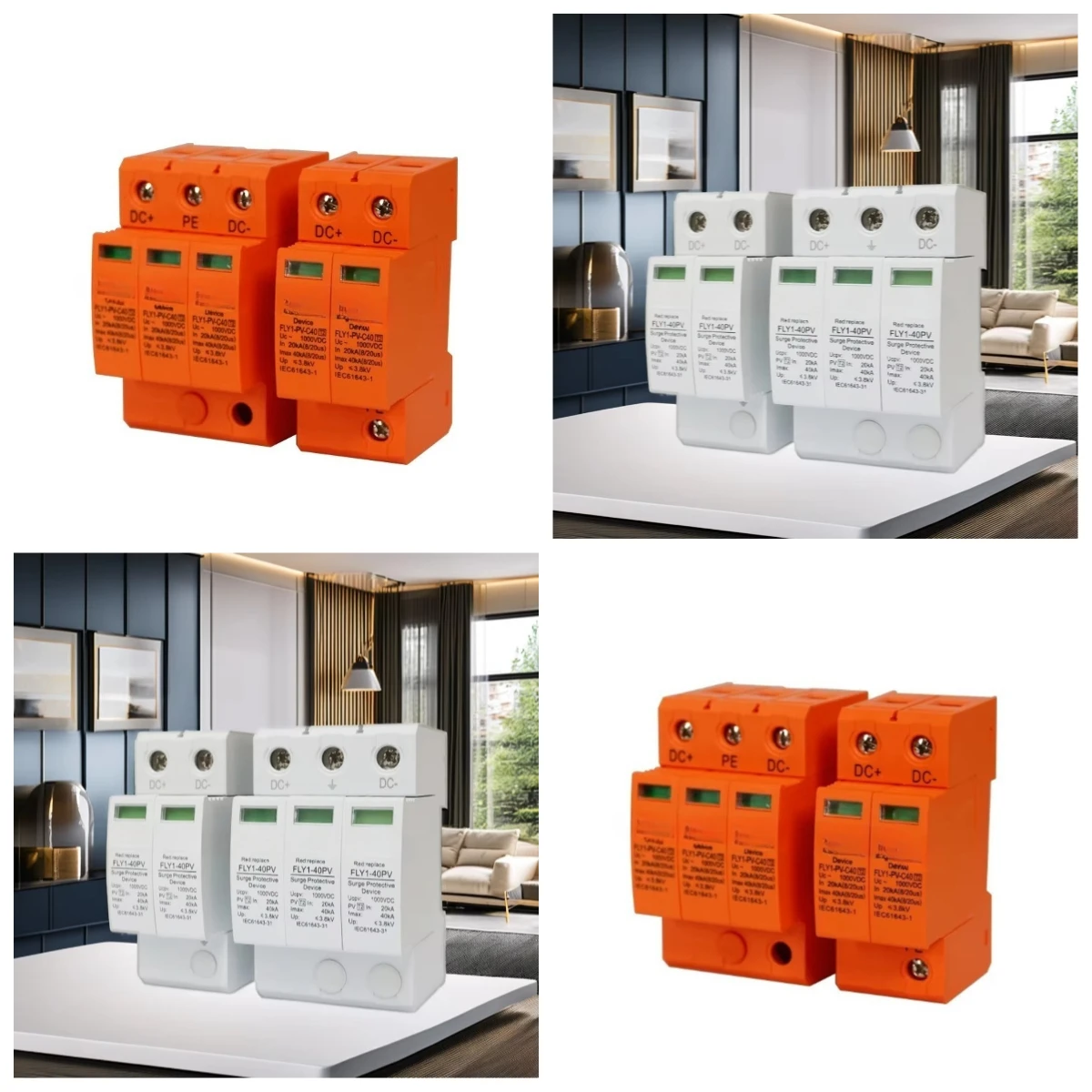 

2P DC 1000V PV Surge Protector Suppressors SPD 20-40kA DC 400V Thunder Protect for CE approved
