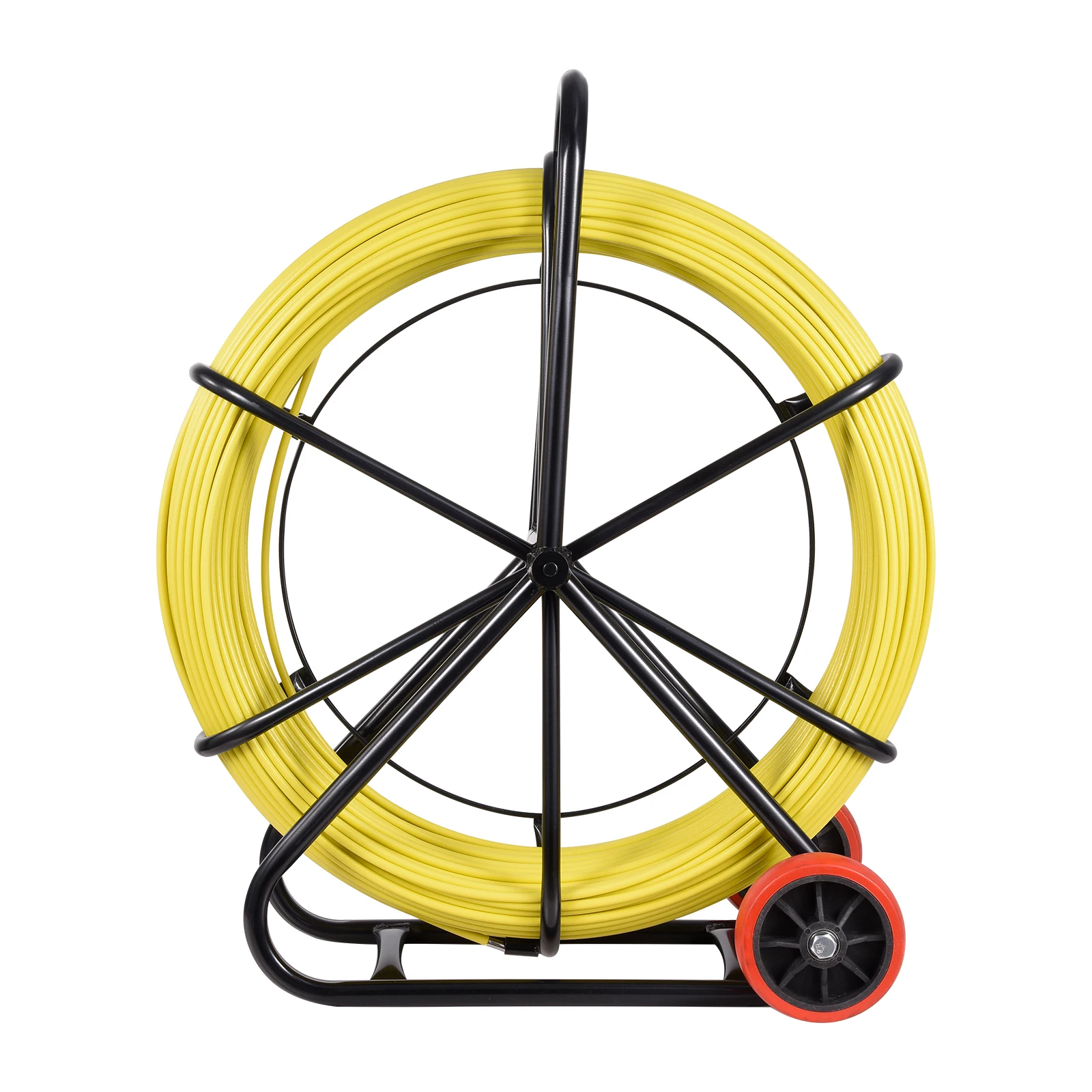 

Fish Tape Wire Puller | 8mm 426Ft Duct Rodder Fish Tape | High Strength Cable Running Rod with Cage and Wheel Stand