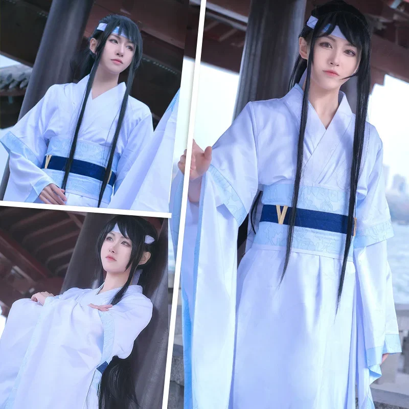 Grande Mestre do Cultivo Demoníaco Cosplay Traje, Peruca Hanfu Masculina, Mo Dao Zu Shi, Lan Sizhui, Lan Jingyi