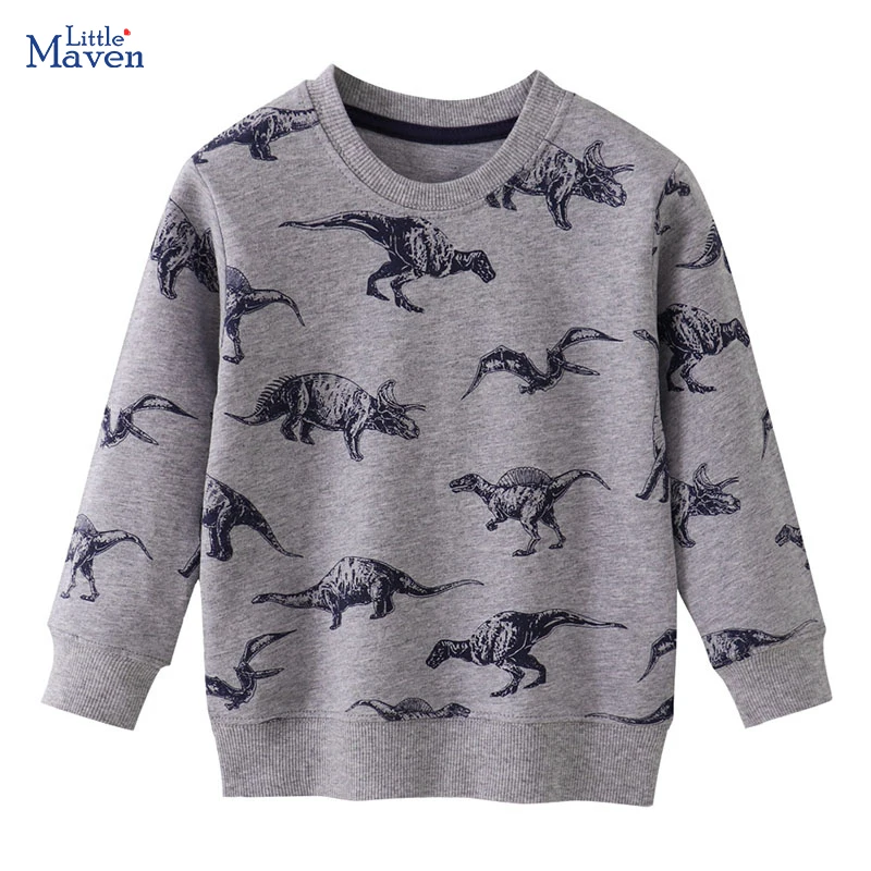 Little Maven New Children\'s Clothing for Boys Hoodies Kids Clothes Cartoon Dinosaurs Sweatshirt Cotton Spring and Autumn Tops