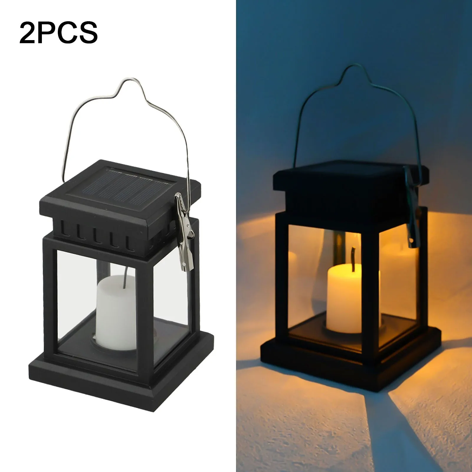 2Pcs Waterproof Solar Lamps LED Candle Hanging Lantern Lights Perfect for Outdoors Balcony Decoration Lighting for Garden