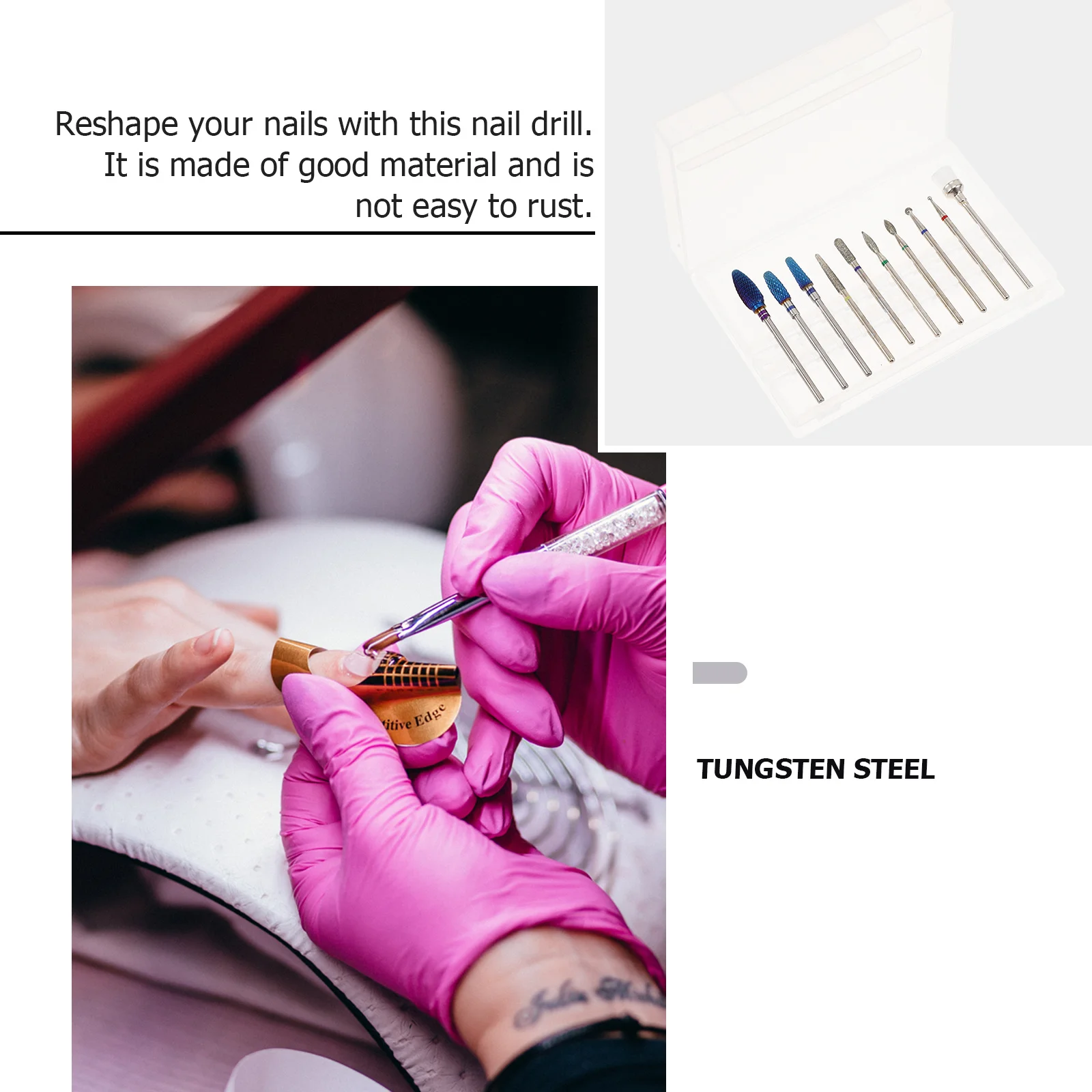 

10Pcs Tungsten Steel Nail Drill Bits Cuticle Manicure Grinding Head for Polishing Reshaping Nails and Removing Dead Skin Carbide