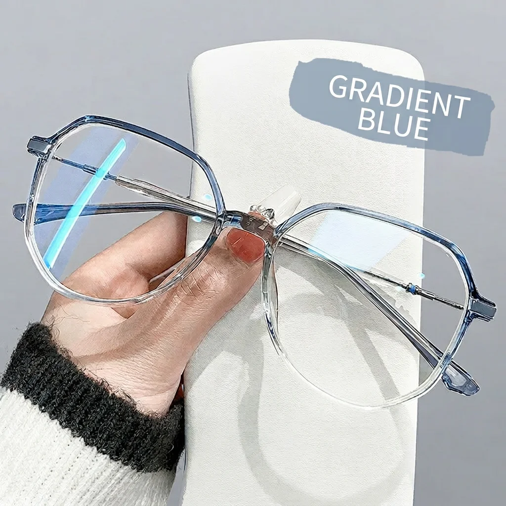 Óculos de Grau Quadrados Unissex com Armação de Liga TR, Novos, com Bloqueio de Luz Azul, Aro Completo, para Rosto Grande
