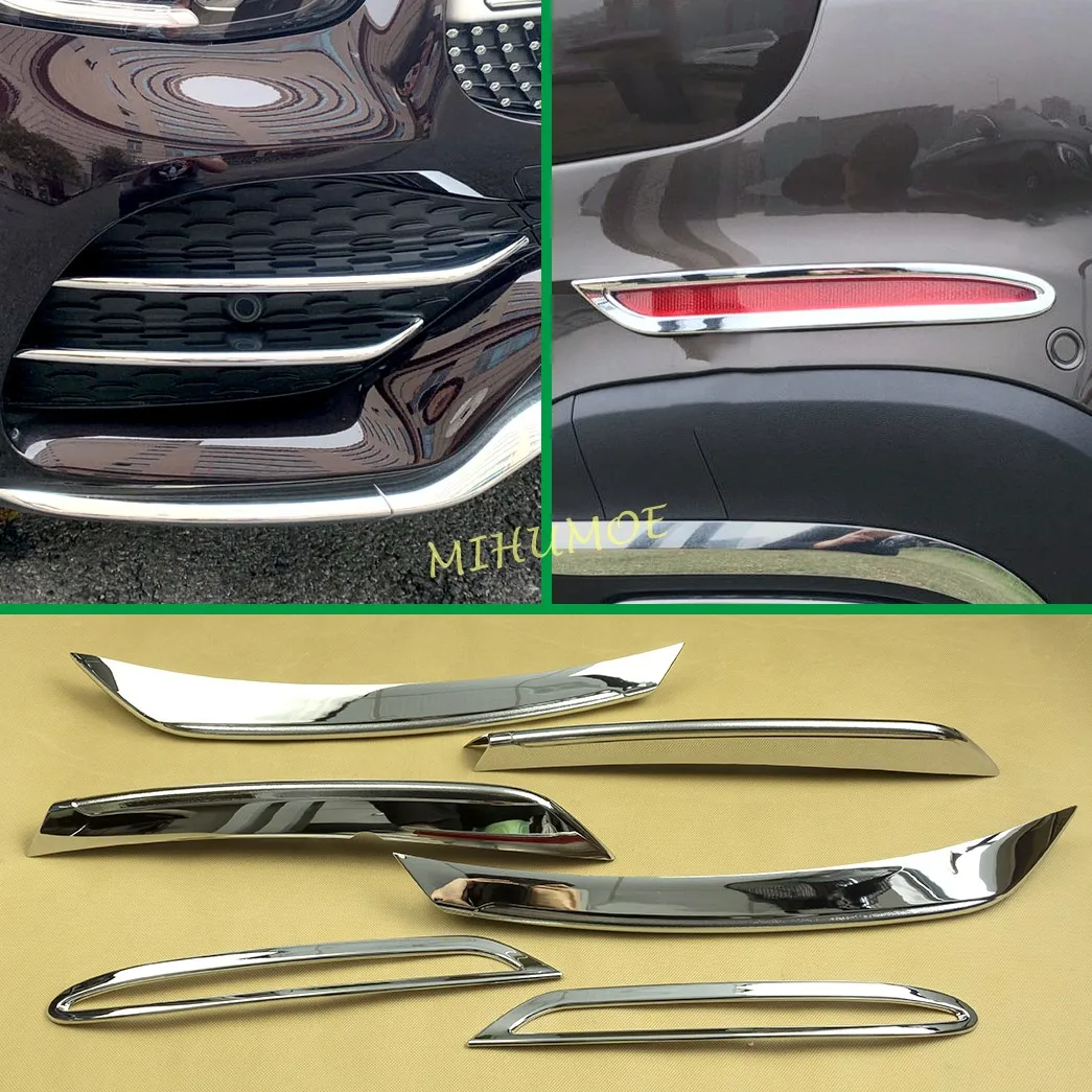 ABS Chrome Front Rear Fog Light Lamp Eyebrow Frame Trim Cover Sticker For 2020 2021 2022 2023 Mercedes GLC Wagon X253