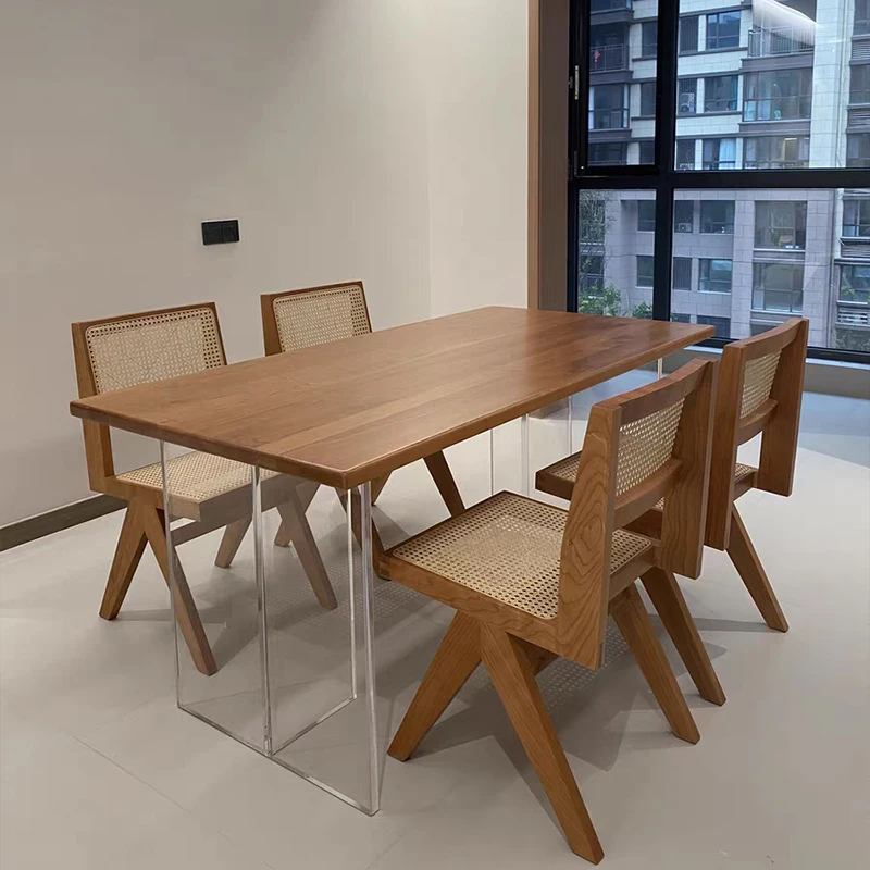 Customized modern acrylic suspension dining table Simple ash hanging island dining table Jifeng home negotiation table