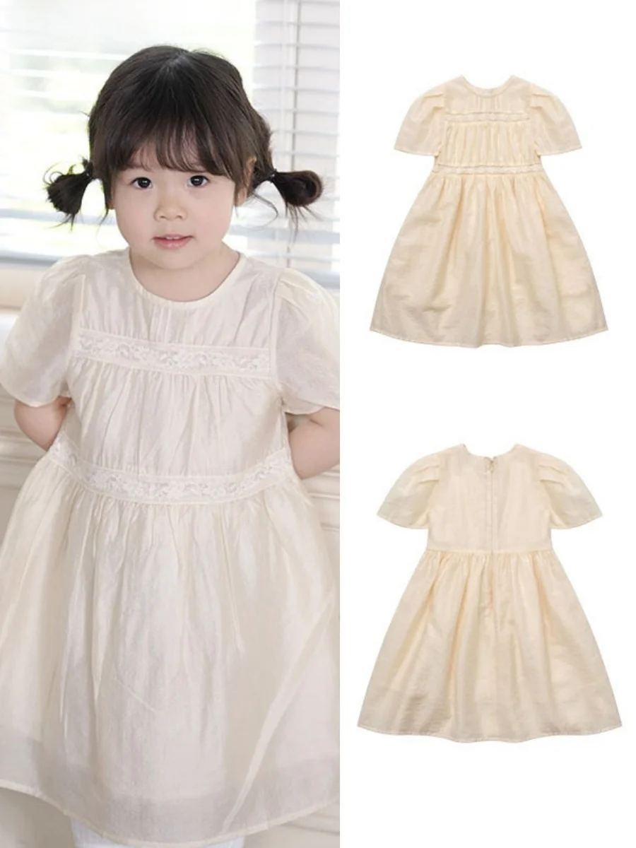summer-children's-cotton-lace-short-sleeve-round-neck-dress-cute-baby-girl's-clothing-casual-style-spring-summer-skirt