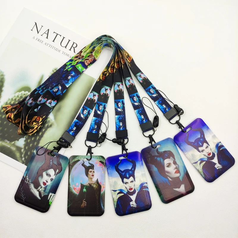 Disney Maleficent Lanyard ID Card Holder Neck Strap Cool Women‘s Door Badge Holder Lanyards Keychain Men Work Credential Case