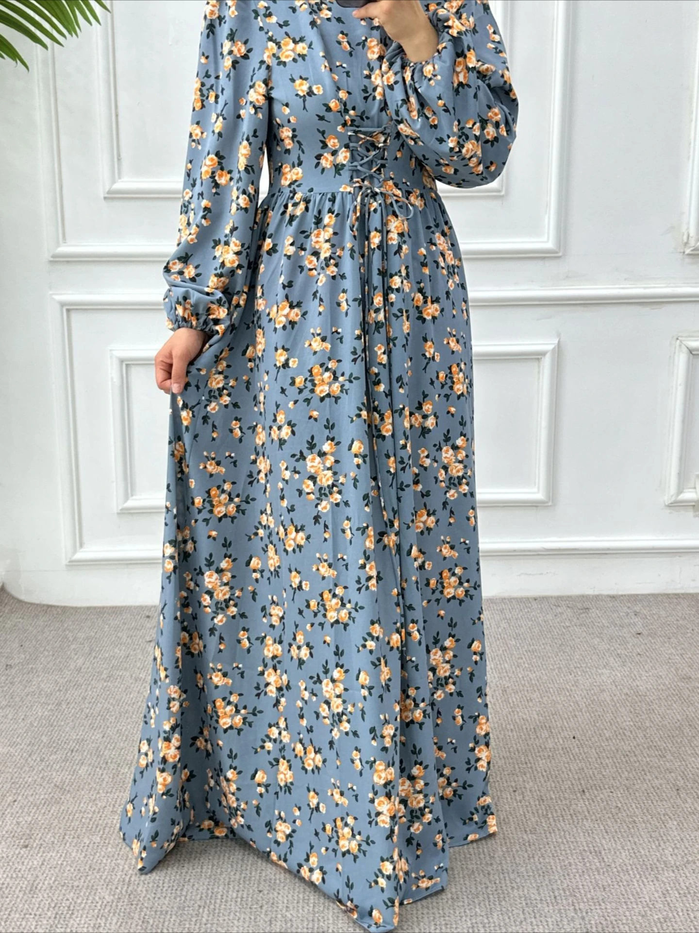 Eid femmes Robe musulmane Abaya imprimer Flroal pansement robes Largos fête Caftan Jalabiya Ramadan robes dubaï Robe arabe 2025