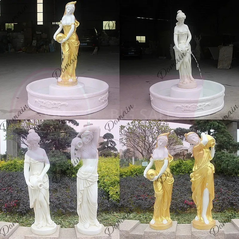 QA European Large Floor  Holding Pot Fountain Waterfall Garden Courtyard Decor Creative Ornament