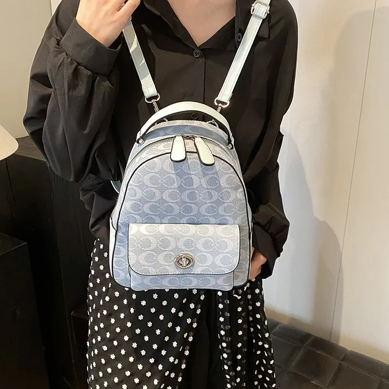 حقيبة ظهر فاخرة بلونين لعام 2025 للنساء بسعة كبيرة وحزام كتف قابل للتعديل ومقبض علوي لأساسيات العمل والسفر الأكثر مبيعًا