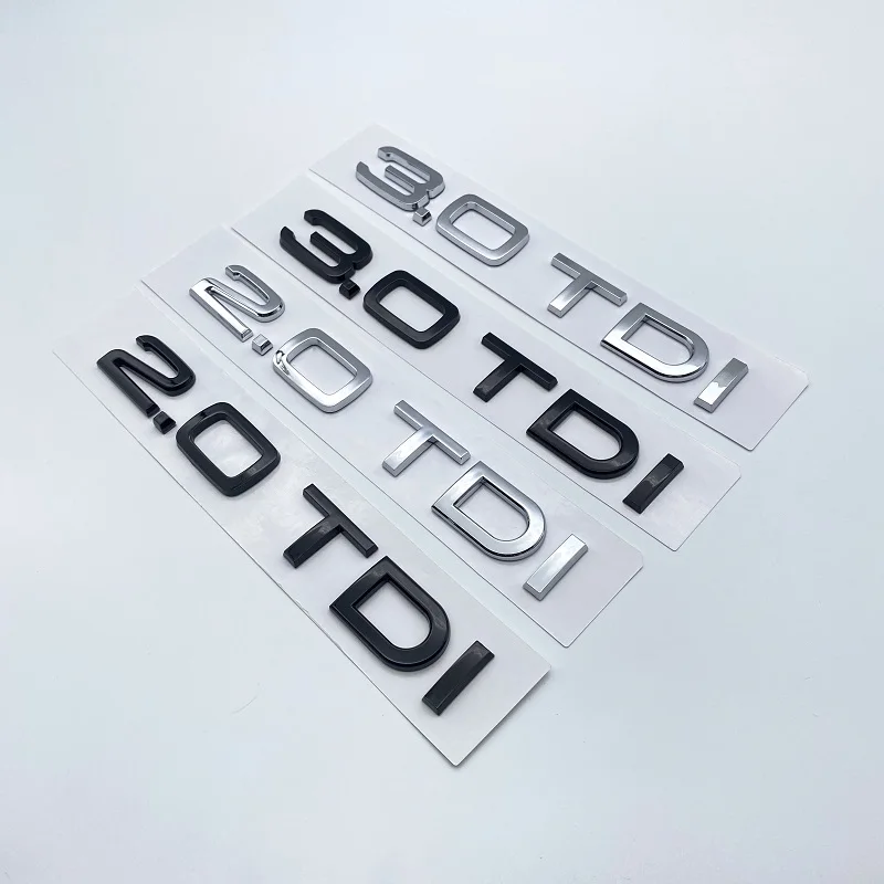 Car 3D ABS 2.0 3.0 TDI Trunk Letters Logo Displacement Badge Emblem Decals Sticker For Audi A1 A3 A4 A5 A6 A7 A8 Q2 Q3 Q5 Q7