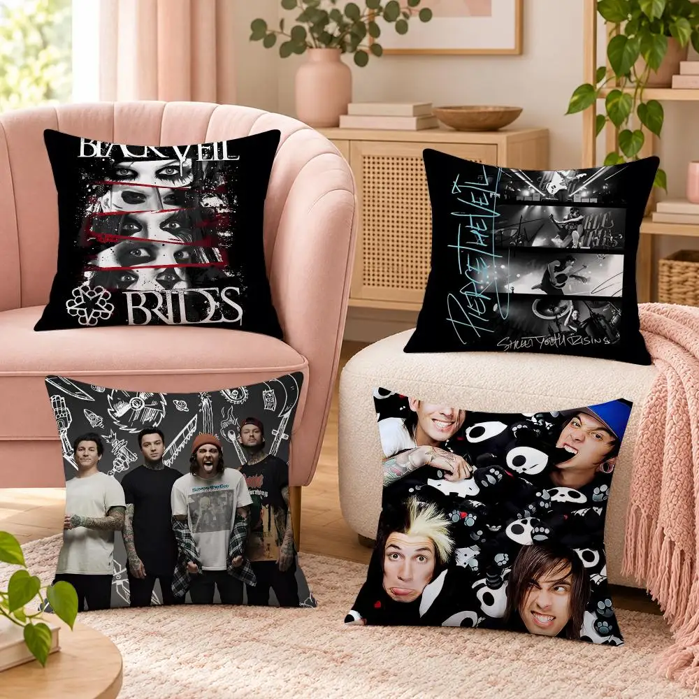 Rock Band P-Pierce The Veil Cushion Cover Soft Short Plush Pillow Cases Hidden Zipper Cutecore Sofa Bedroom Home Decor Gift