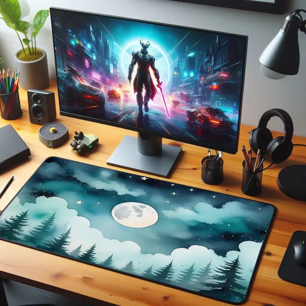 Moonlight Forest Art Gaming-Mauspad, rutschfestes und wasserdichtes Mauspad, minimalistische Bürodekormatte, ein perfektes Geschenk für Freunde.